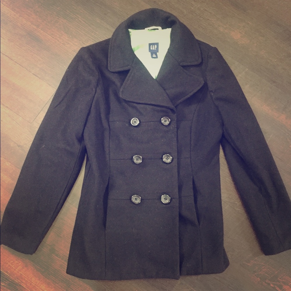 Black Gap Wool Pea coat with silky liner